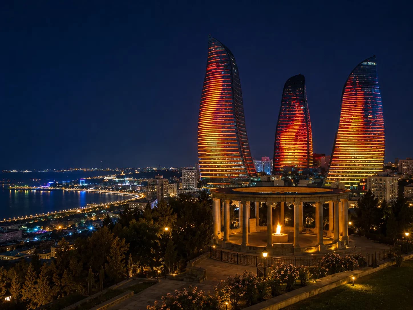 Flame Towers & Martyrs' Lane in Baku